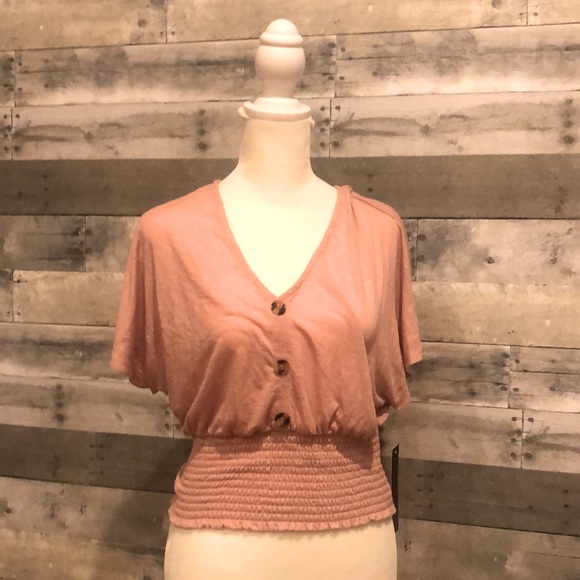 Almost Famous Tops - Pink waist cinched  top